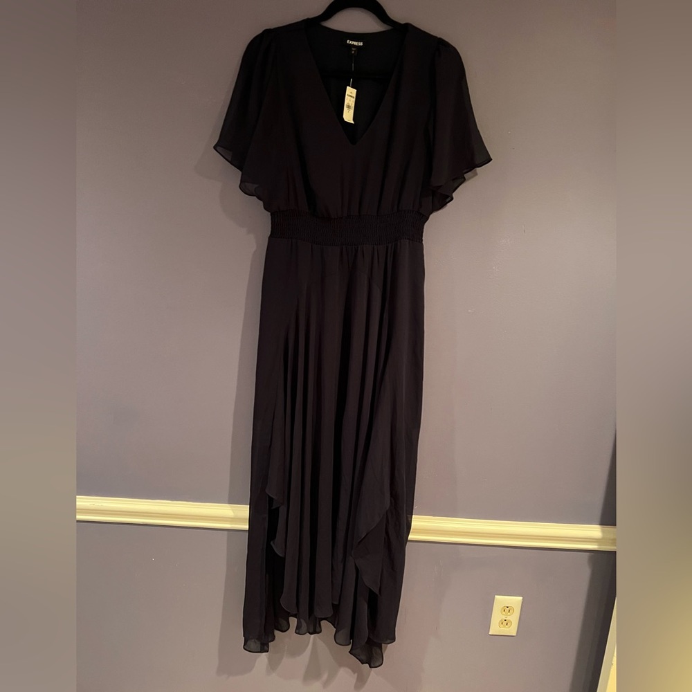 Express Navy Blue High Low V-Neck Maxi Dress - size M